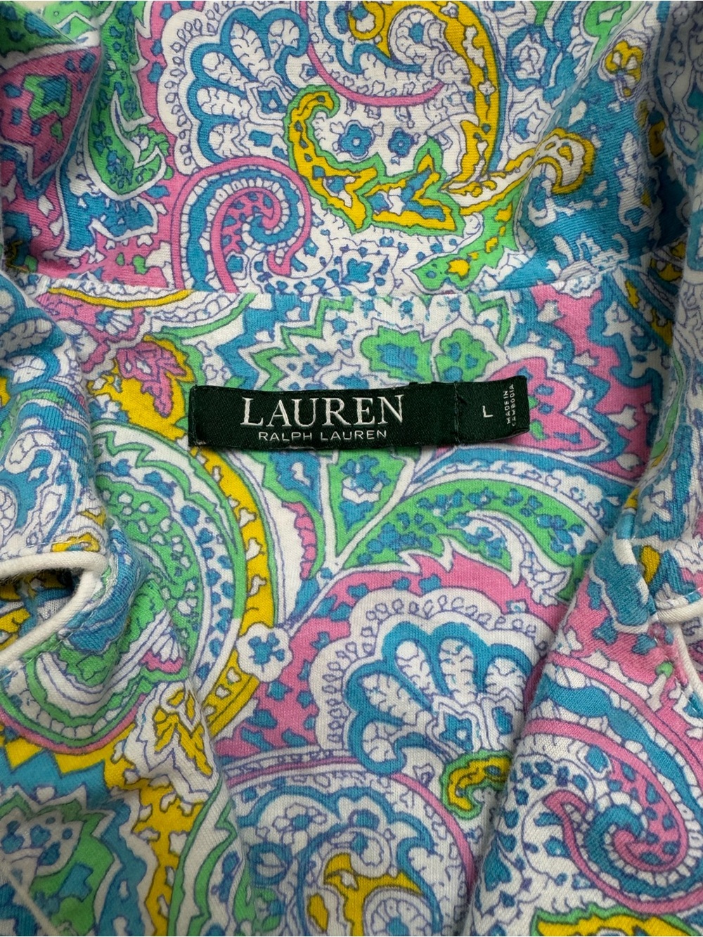 Ralph Lauren PaisleyPajamas Pink, Blue, Green 60 % cotton 40 % polyester.